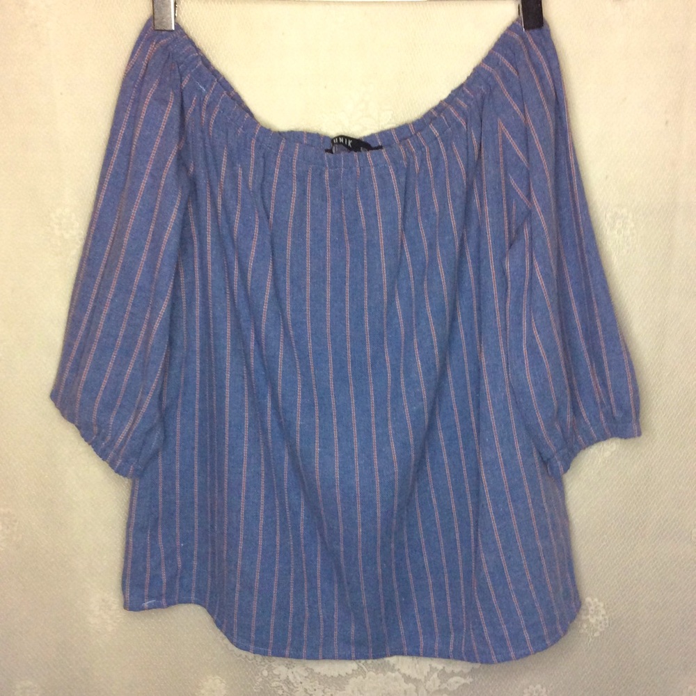 Lunik Chambray PinstripeOff Shoulder Top S